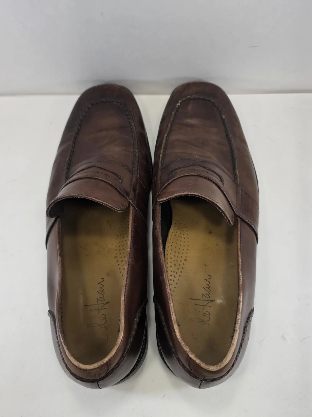 Cole Haan Men’s 12M Brown Leather Penny Loafers Moc Toe Dress Shoes